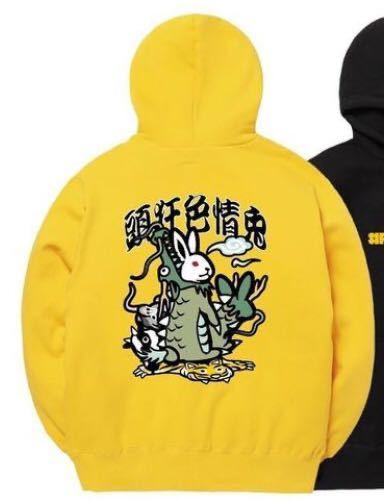 『新品』FR2DOKO★New Year 2024 Rabbits パーカー★Lサイズ★イエロー ★Hoodie 干支 FR2 撫子 梅 柳 月桃  doko 大阪 沖縄 Smoking kills