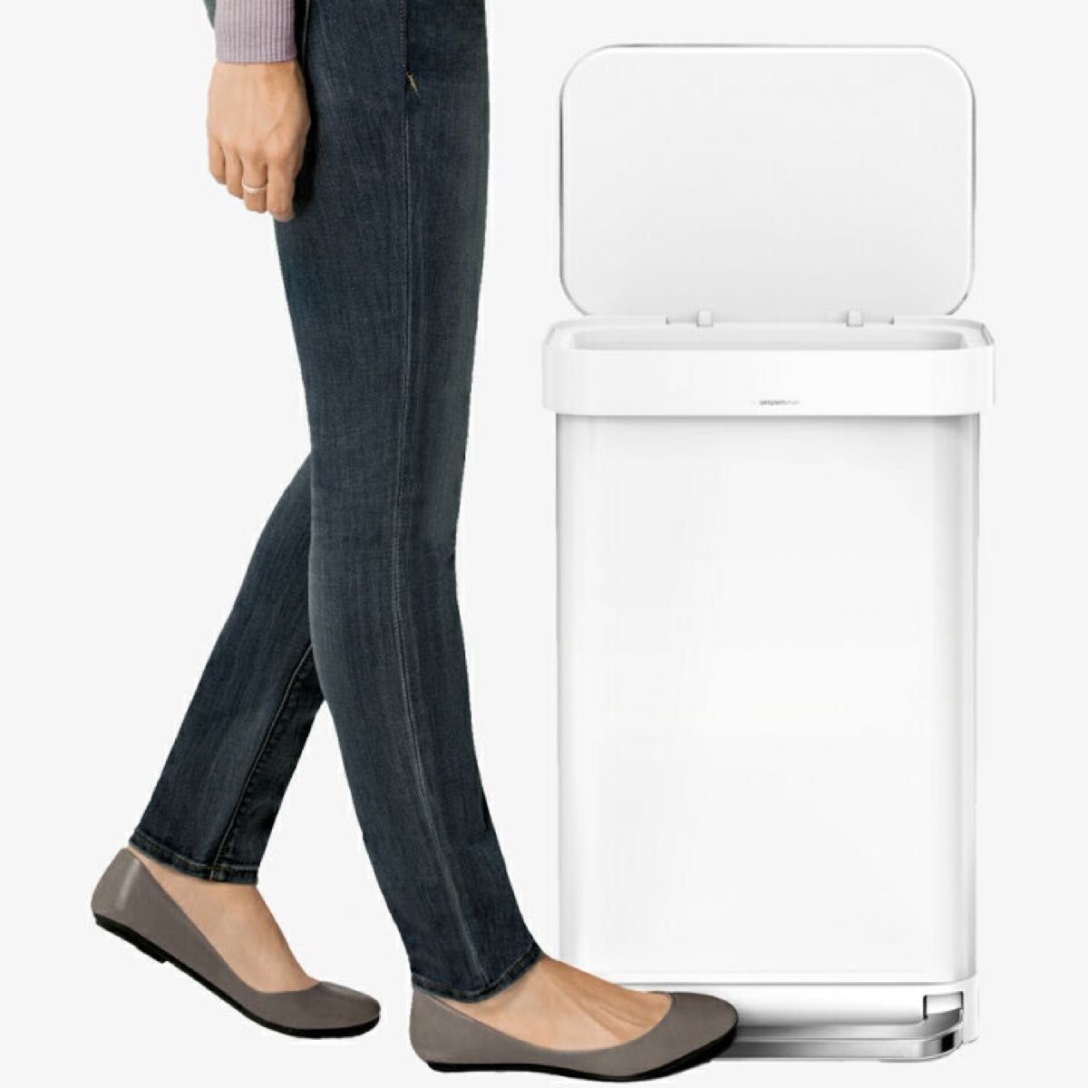 simplehuman レクタンギュラー ステップカン 45L ホワイト CW2027 ダストボックス ペダル式ゴミ箱 新品未開封