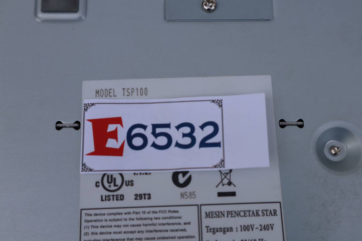 E6532(RK) Y L 【動作確認済】 Star レシートプリンター TSP100 futurePRNT / 訳あり_画像6