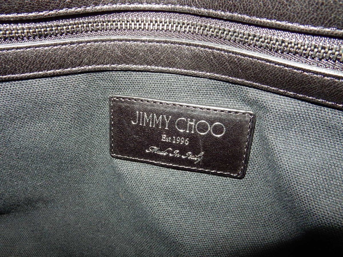 保存袋 JIMMY CHOO ジミーチュウ スター スタッズ 2WAY ボストンバッグ 旅行鞄 ブラック レザー トラベル【良品】大きめ_画像8