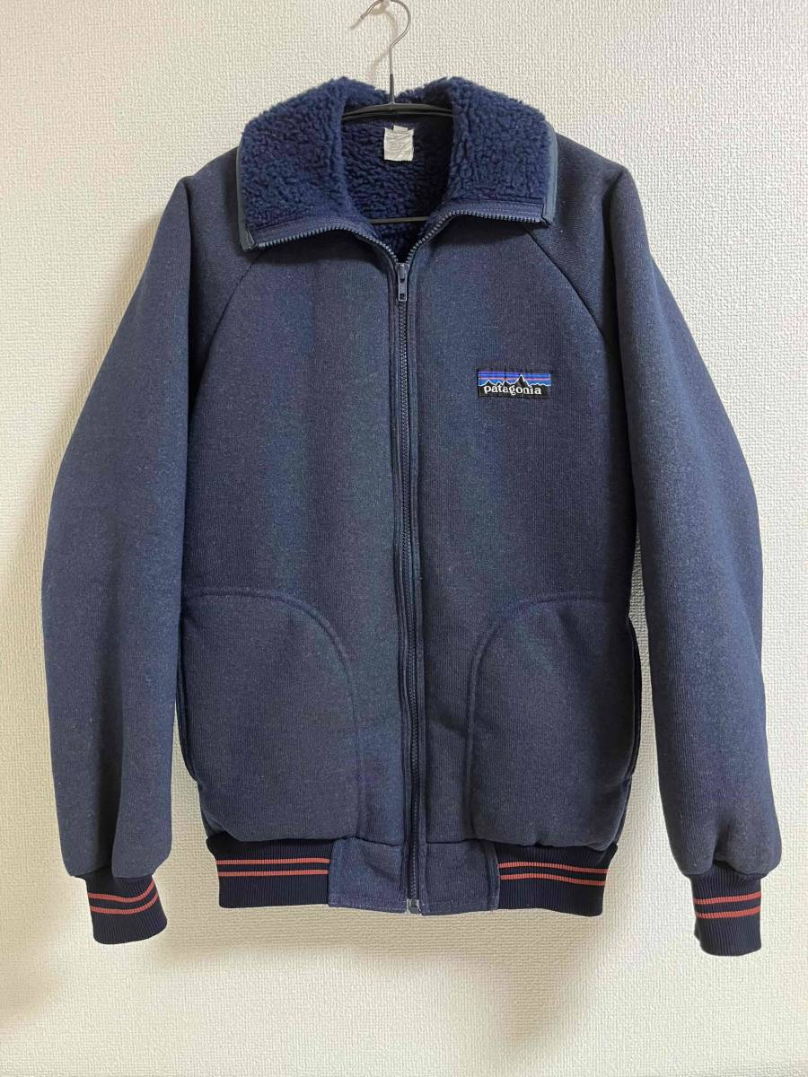 80's Patagonia パタゴニア デカタグ レトロパイルジャケットS USA製 vintage ビンテージ アウトドア フリース ネービー フルジップ