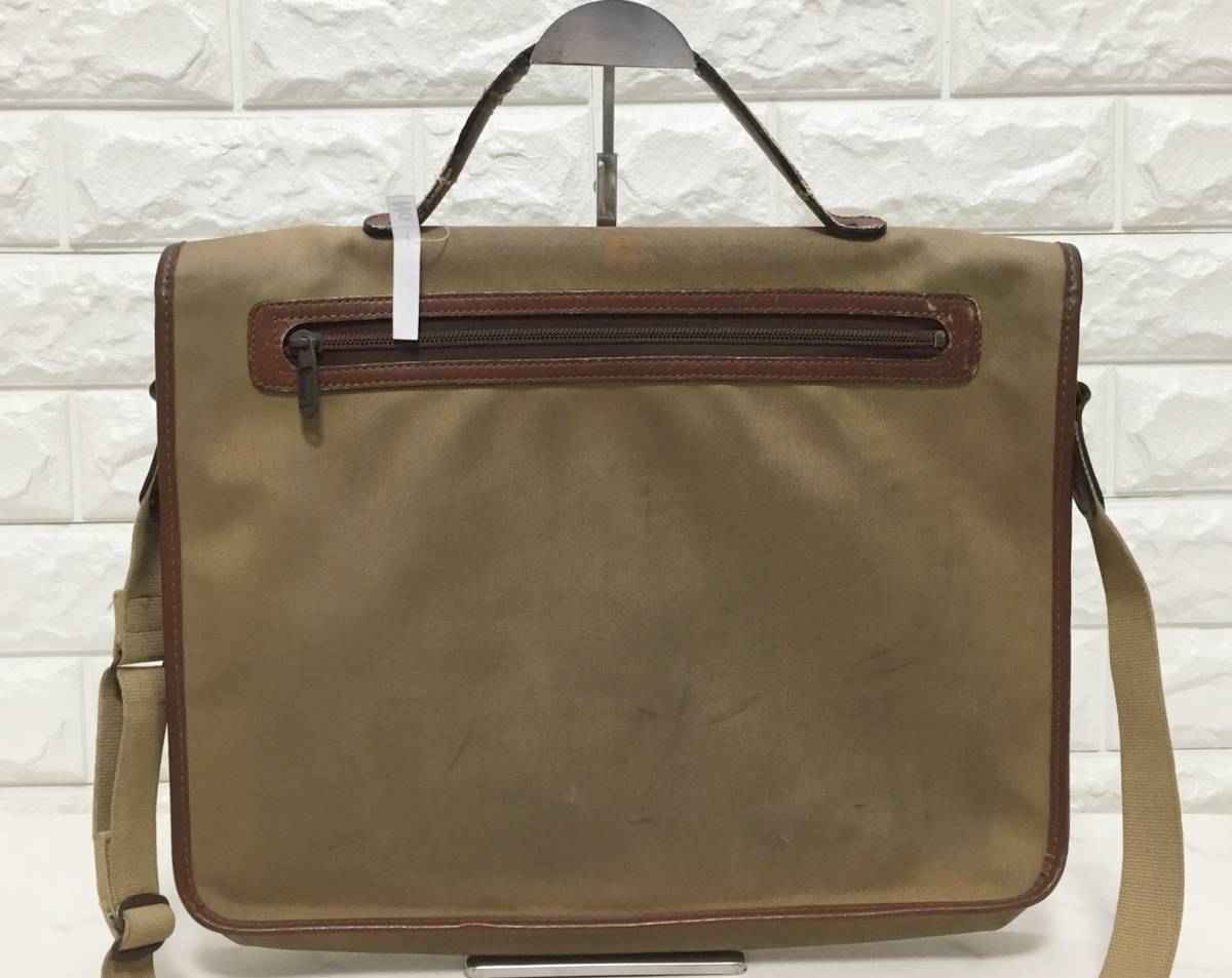 no19274 LANCEL ランセル フランス製 ヴィンテージ 2WAY ナイロン レザー ショルダー ハンド ビジネスバッグ 書類ケース ブリーフケース ☆_画像2