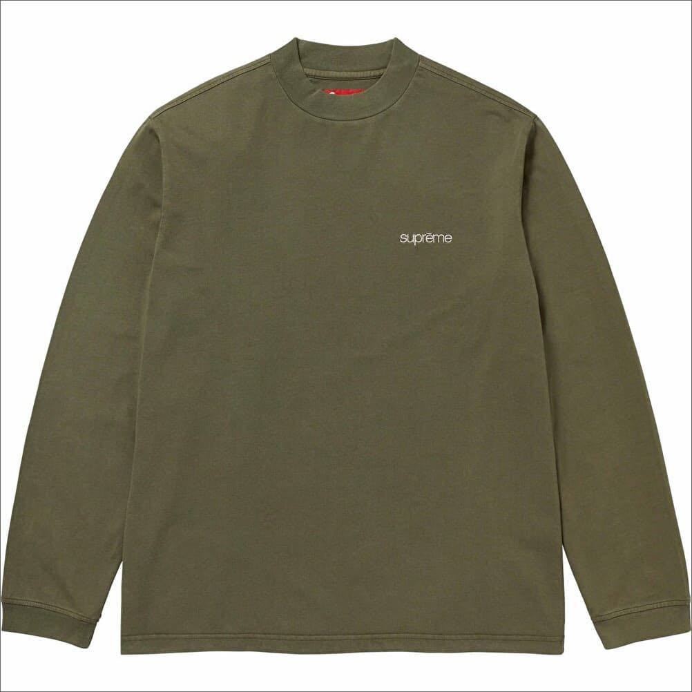 L ★新品未使用★ Supreme 23FW Mock Neck L/S Topシュプリーム モックネックロングスリーブトップ Olive オリーブ 長袖