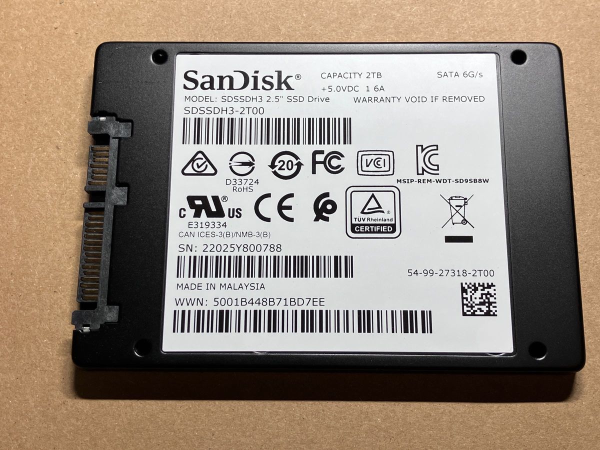 SanDisk 2TB Ultra 3D NAND SATA SDSSDH3-2T00-G25 SSD 2.5インチ 内蔵型