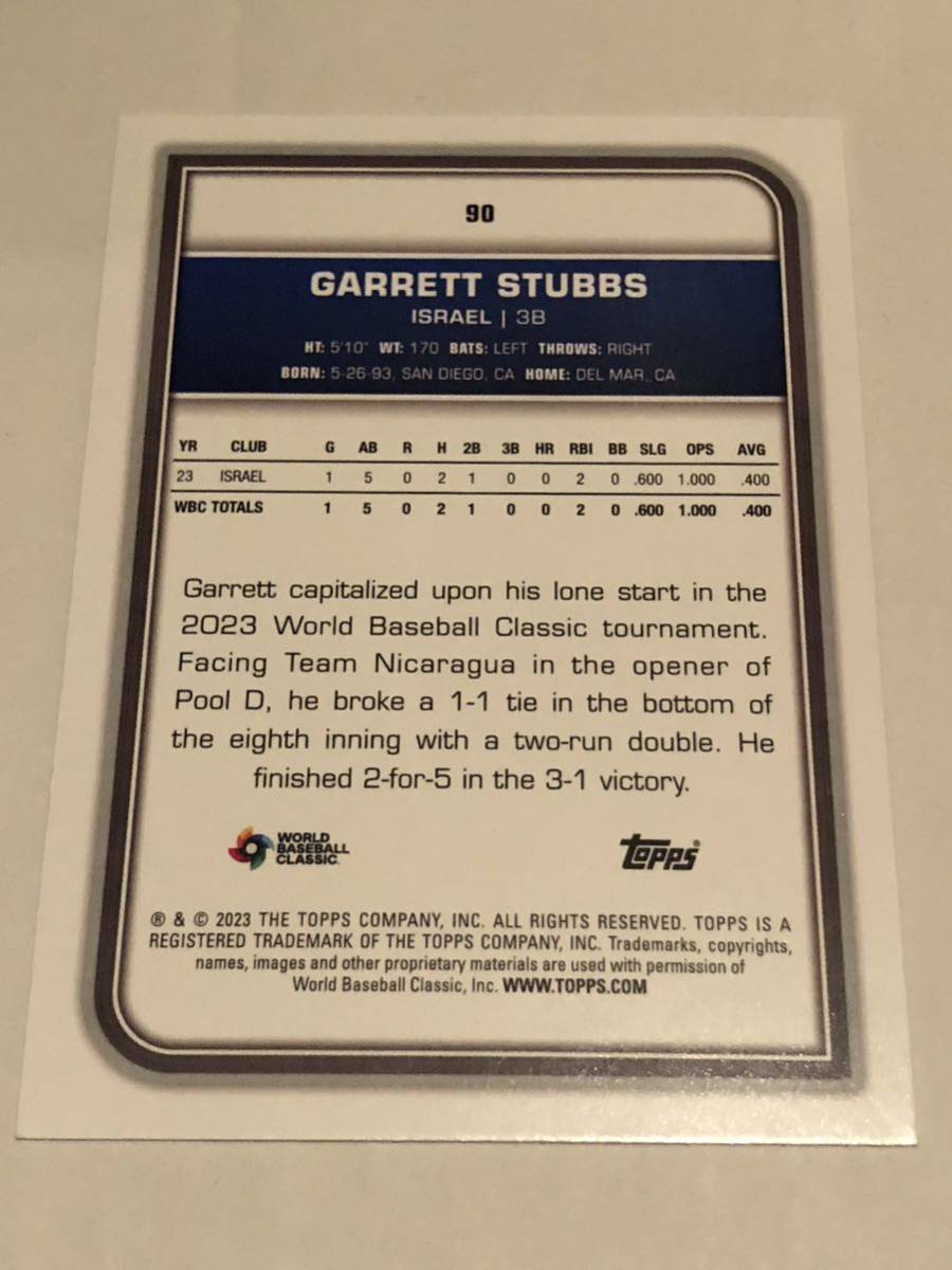 2023 Topps World Baseball Classic Garrett Stubbs #90 ギャレット・スタッブス WBC_画像2