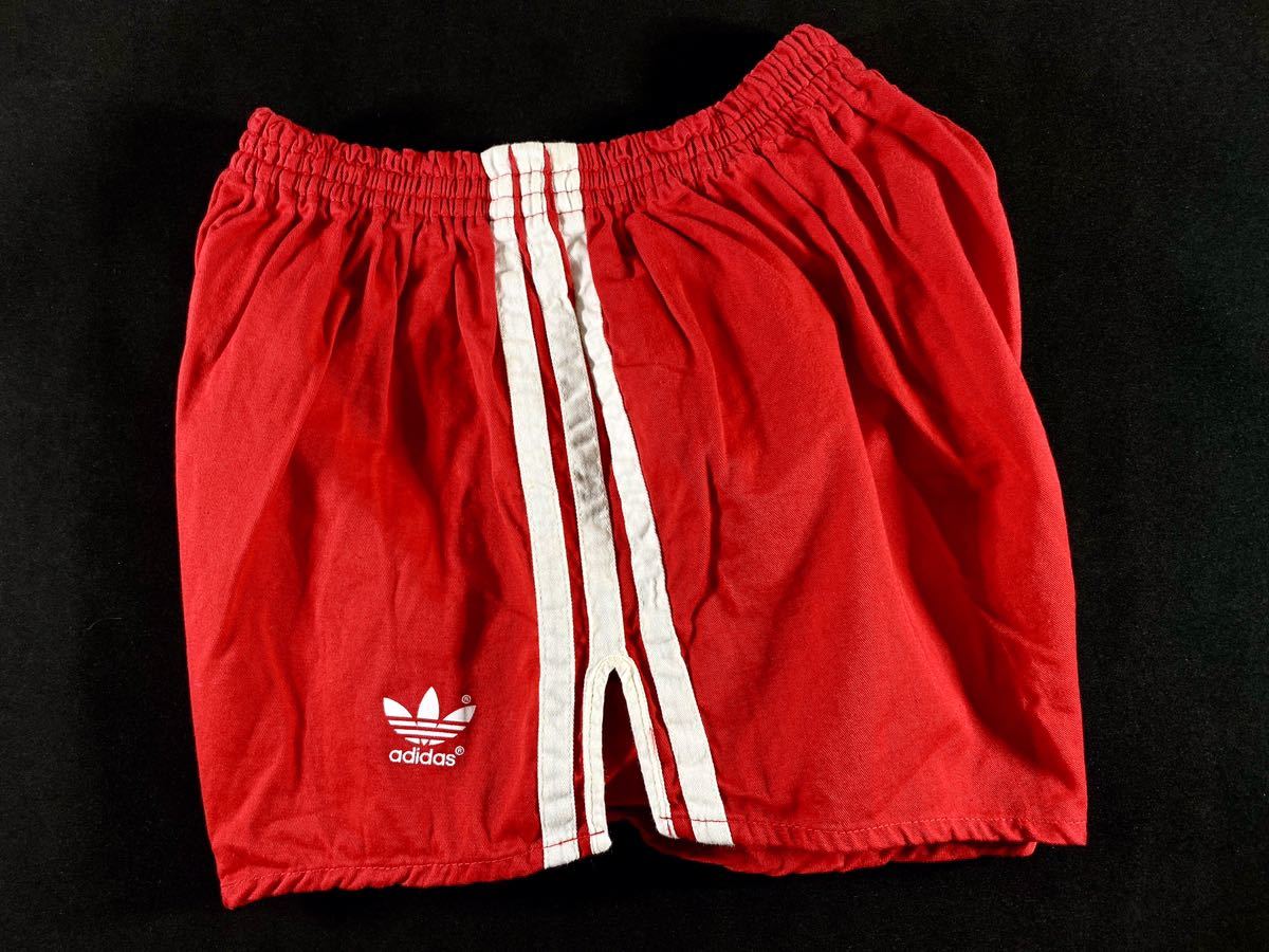 レア貴重 70’s adidas サッカー ショートパンツ 8 赤×白 アディダス ヴィンテージ ベッケンバウアー ベリーショート 短パン 新品_画像4