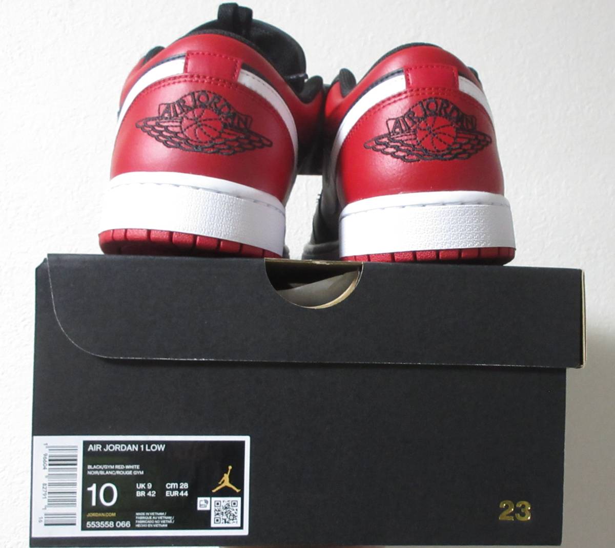 国内正規品 NIKE AIR JORDAN 1 LOW GYM RED 28.0cm ナイキ エアジョーダン1 ロー 553558-066 Bred ジムレッド ブレッド Blackの画像3