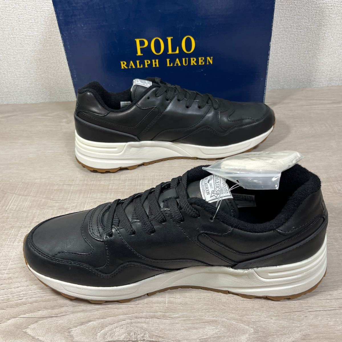 1円スタート売切り 新品未使用 ポロ ラルフローレン POLO RALPH LAUREN スニーカー 靴 正規品 ブラック 天然皮革 レザー 28.5cm UK9 完売品_画像4