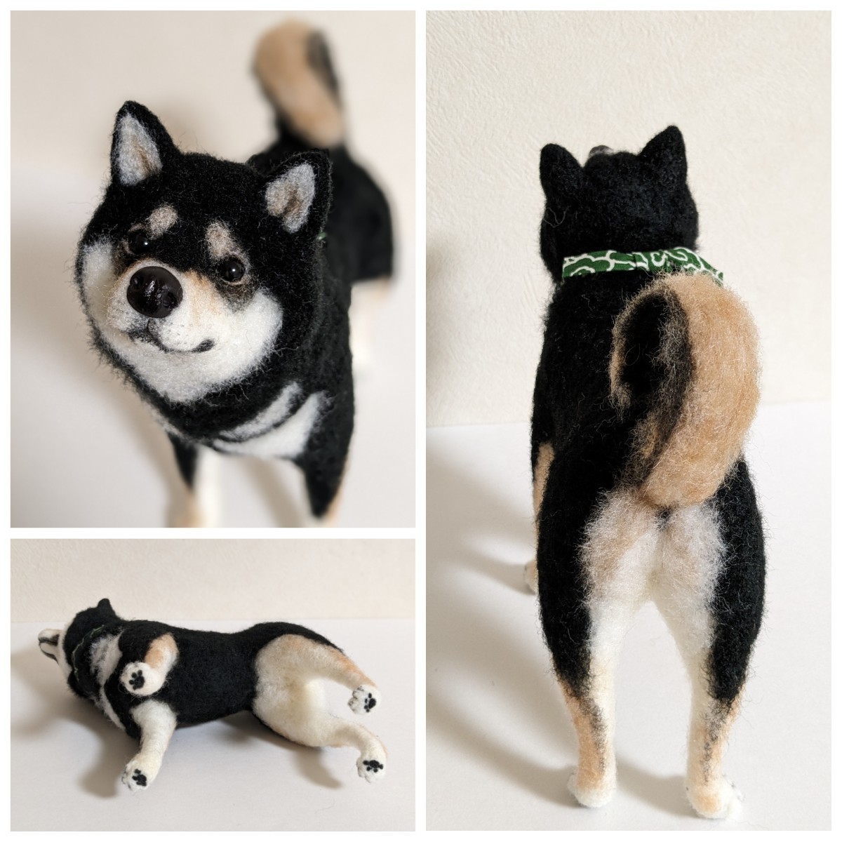 羊毛フェルト 柴犬 豆柴 黒柴 唐草模様 犬 ハンドメイド 〜とも 羊毛フェルト 柴犬 豆柴 黒柴 唐草模様 犬 ハンドメイド 〜とも