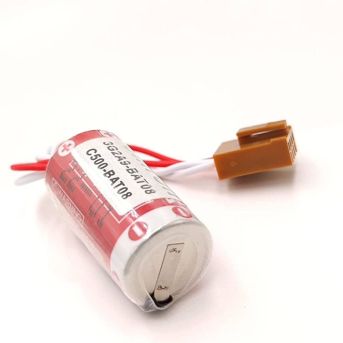 NOOKK (1個入り) ER17/33 3.6V 1600mAh PLCリチウム電池 3G2A9-BAT08 C500-BAT08 2/3A 交換用バッテリ (茶色のJAE2.5mm-4Pプラグ付き) U62