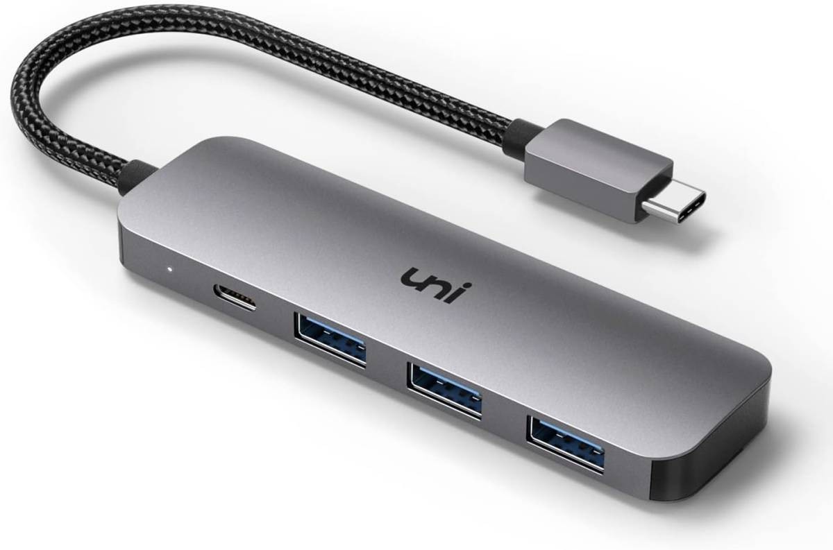 USB Cハブ、uni 4-in-1 USB Cアダプター 3つのUSB 3.0ポート付き 100W USB-C PD充電ポート USB Type C USB 3.0 ハブアダプター V61_画像1