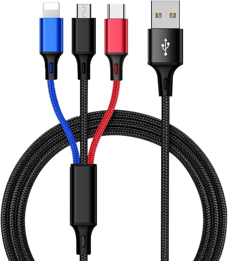 3in1 充電ケーブル USB ケーブル 3A 急速充電 充電コード USB Type C ケーブル Micro USB 充電ケーブル 1.2M 2本セット U56_画像1