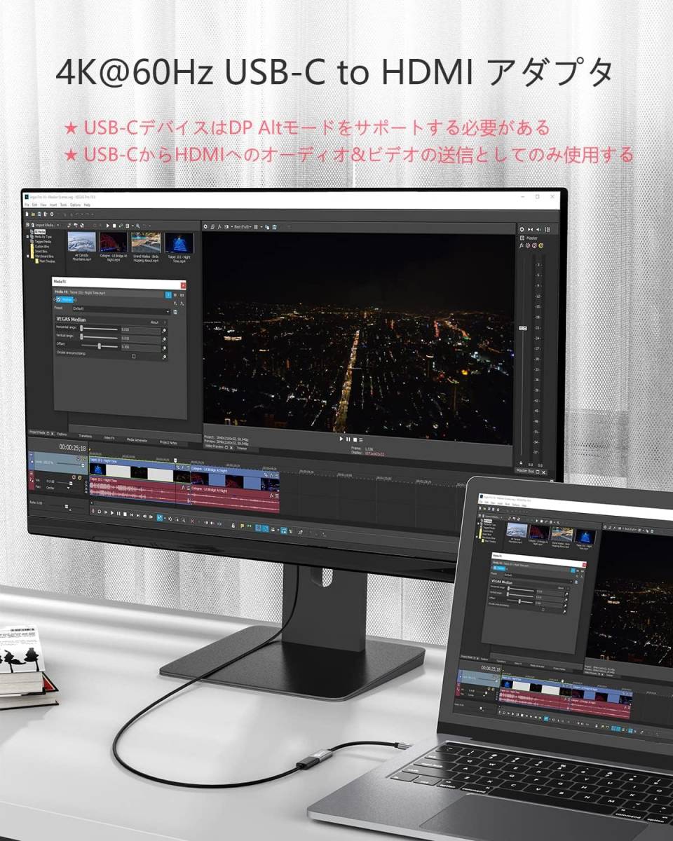 4K@60Hz USB-C HDMI 変換アダプタ 超小型 Silkland タイプC HDMI 変換アダプタ【Thunderbolt 3/4 対応 設定不要】 Type-C HDMI U76_画像7