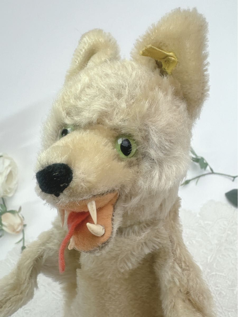 送料無料★シュタイフ★Hand-Wolf Loopy 17cm★オオカミのルーピーのハンドパペット/狼★ビンテージ★steiff★