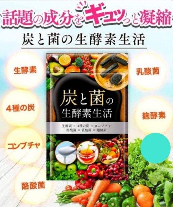 炭と菌の生酵素生活　3袋セット　90日分 コンブチャ  菌活