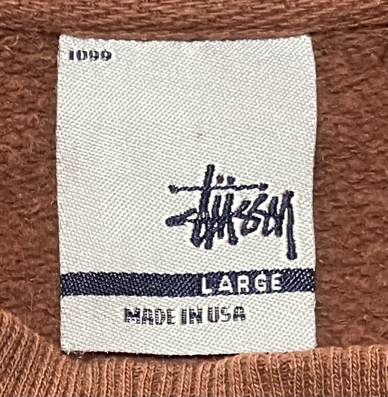 【即決/レア】STUSSY / トレーナー Lサイズ / ブラウン 茶色 / 銀タグ初期 USA製 / 00s ビンテージ / ステューシー スウェット_銀タグ初期 USA製