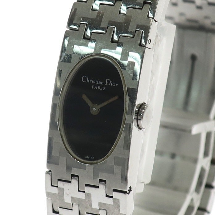 1円スタート 稼動品 Christian Dior クリスチャン ディオール レディース 腕時計 D70-100 ミスディオール クォーツ QZ ブラック文字盤_画像2