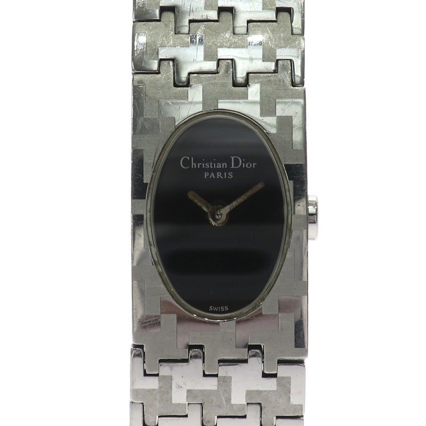 1円スタート 稼動品 Christian Dior クリスチャン ディオール レディース 腕時計 D70-100 ミスディオール クォーツ QZ ブラック文字盤_画像1