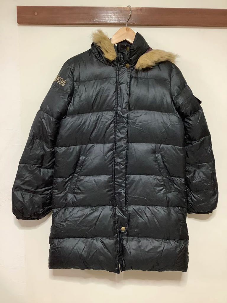 .1249 adidas Adidas down half coat lady's L black fur removed possibility 