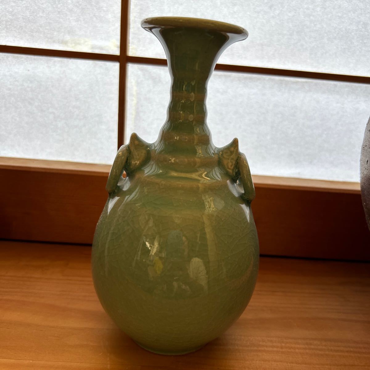 花瓶 アンティーク インテリア 花器 一輪挿し 竹の絵柄_画像1