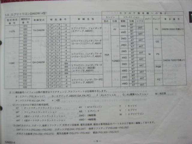 スズキ CARRY EVERY WAGON キャリィ エブリィ ワゴン パーツカタログ 2版 DA62T DA62V DA62W 2003.3 パーツリスト 整備書☆_画像7