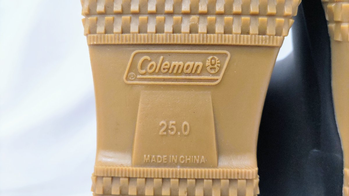 T1460 未使用品 Coleman コールマン パッカブルレインブーツ 25.0cm 913120 長靴 ブラック ショート たためるレインブーツ 収納袋付き_画像8