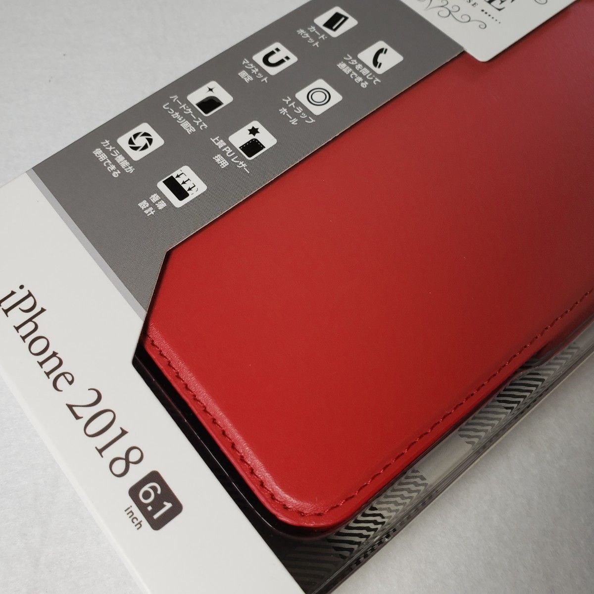 iPhone XR 手帳型ケース サイドマグネット 薄型 レッド 1299