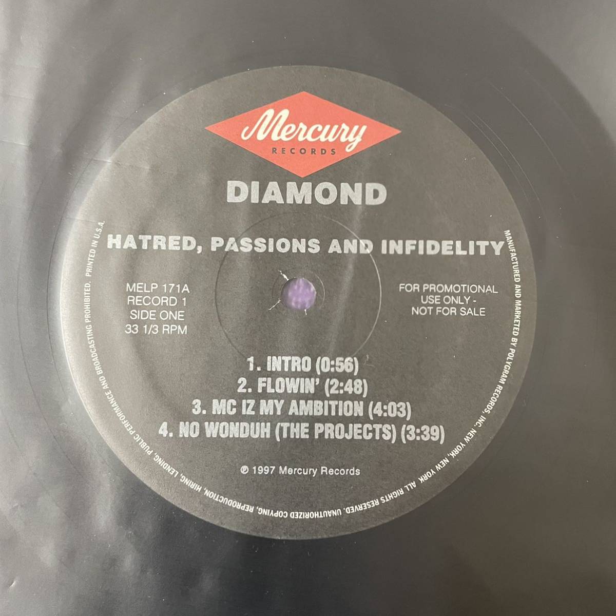 【US盤 プロモ】【2LP】◆即決◆美盤 中古■【DIAMOND / HATRED, PASSIONS AND INFIDELITY】■MERCURY hip hop ditc_画像5