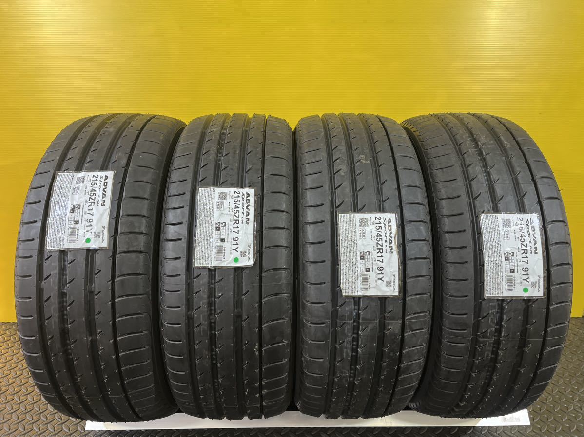 T800 新品未使用 215/45R17 YOKOHAMA ADVAN sport v105 ヨコハマ アドバンスポーツ イボ付き 夏タイヤ サマータイヤ 2021年製 4本セット_画像1