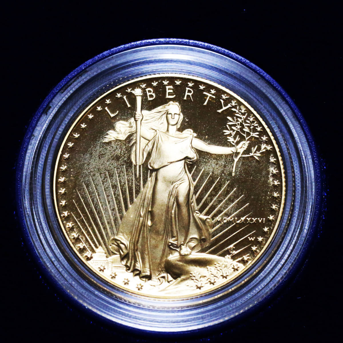 アメリカ ゴールドイーグル50ドル金貨(プルーフ) 1986年W(初年号) オリジナルケース・保証書付　-2369