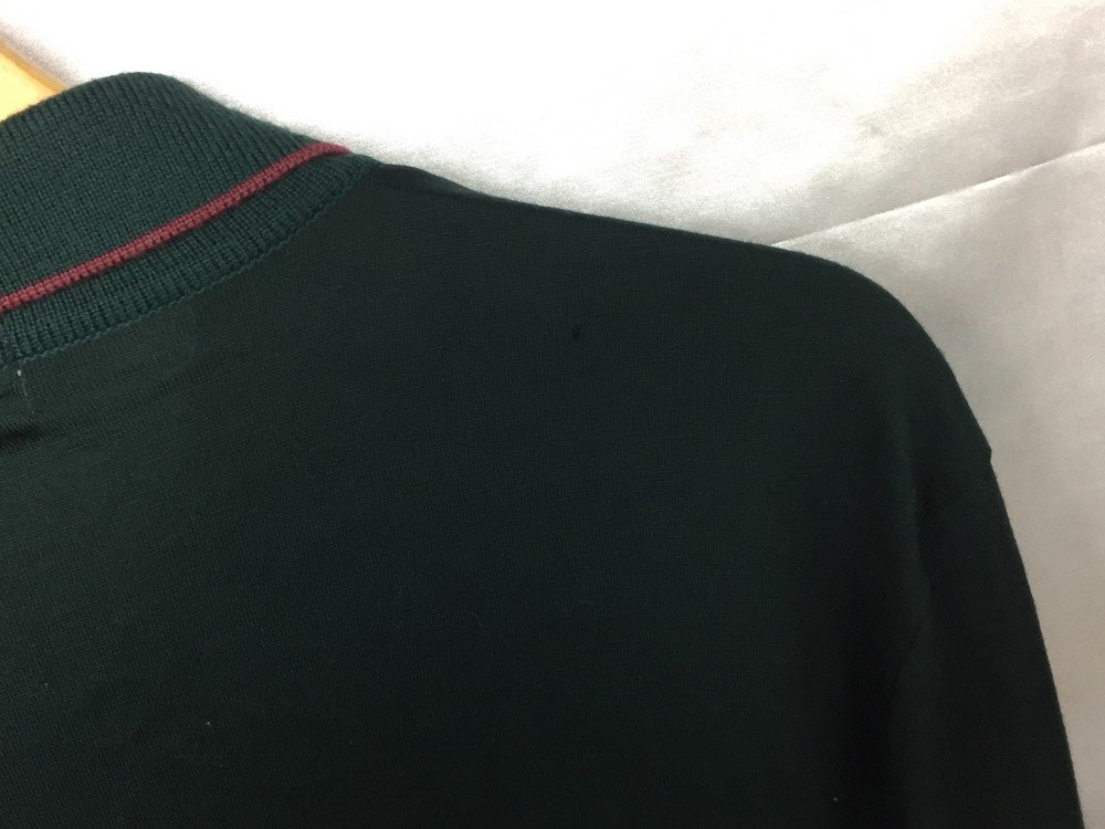 Burberrys バーバリーズ 三陽商会 ウール100％ ポケット刺繍 長袖 ニットポロシャツ サイズ：L カラー：グリーン メンズ_画像5