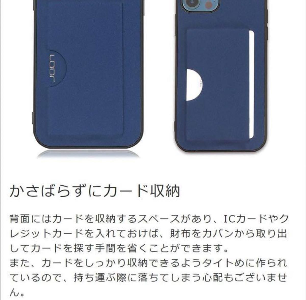 【送料込】新品　iPhone14promax スマホケース　ネイビー　カード収納