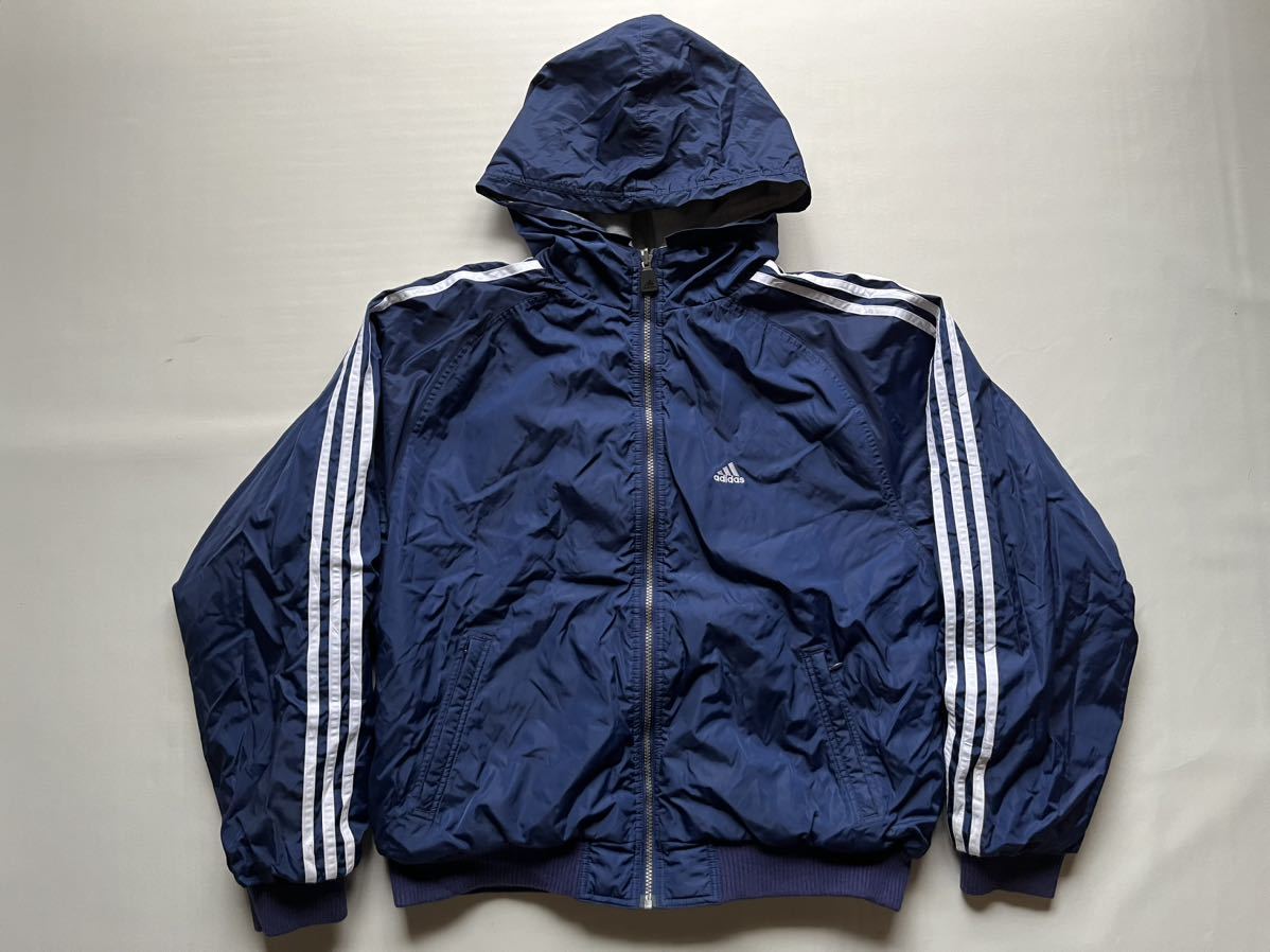 ★リバーシブル USA規格 00s adidas メンズ L相当 ヴィンテージ ナイロン スウェット パーカー ジャケット / アメリカ規格 オールド _画像2