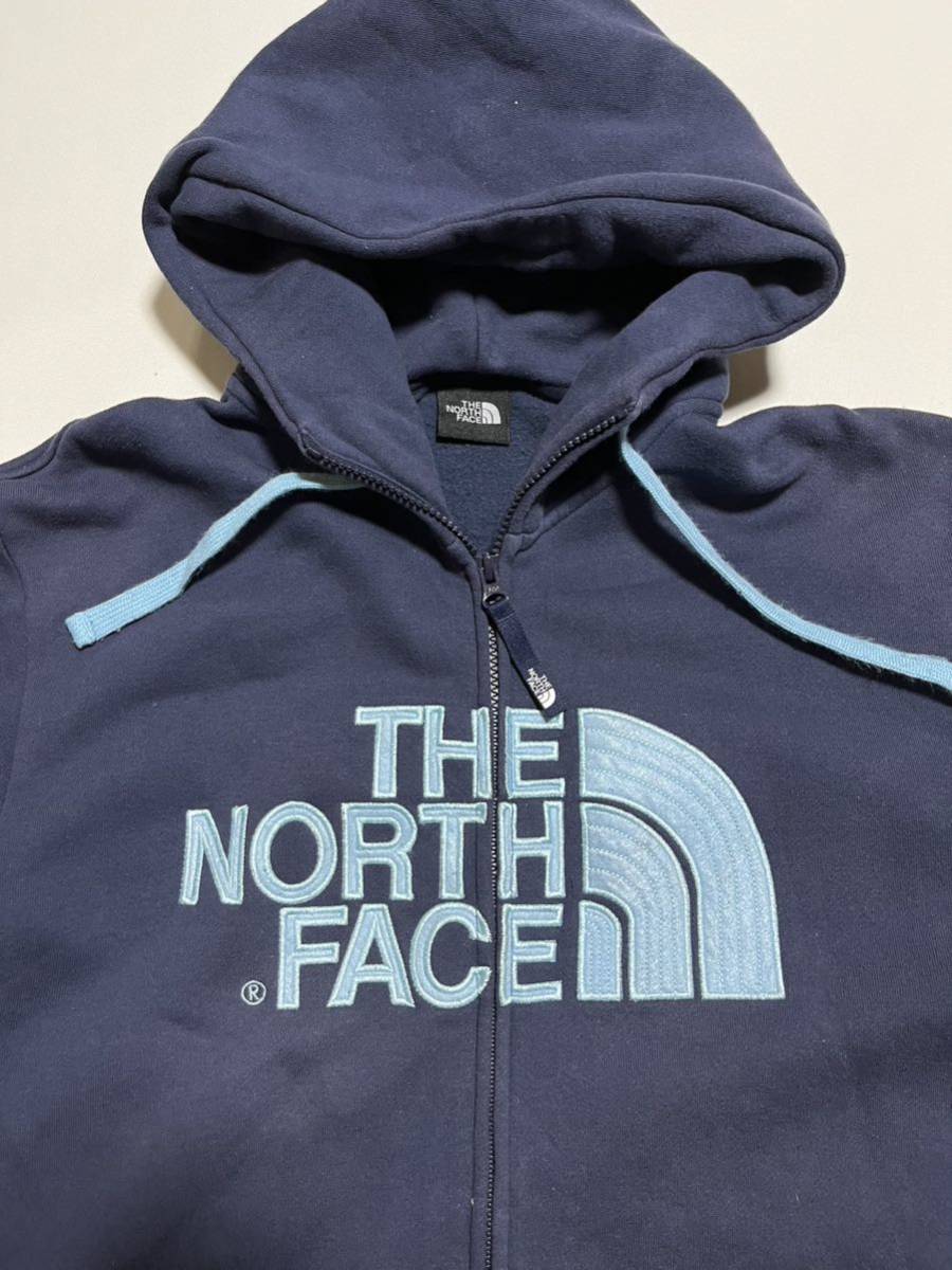 THE NORTH FACE ゴールドウィン製 メンズ XL相当 ジップアップ スウェット パーカー フーディ / ノースフェイス ネイビー 紺色 大きめ _画像4