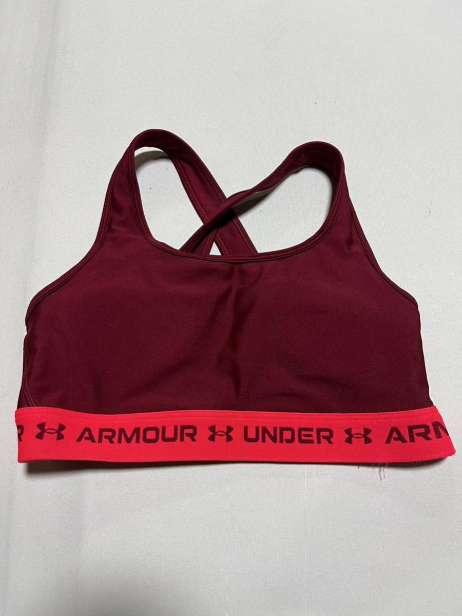 ★美品 UNDER ARMOUR レディース L スポーツブラ トップス えんじ ボルドー ピンク / アンダーアーマー トレーニング フィットネス ジム_画像1