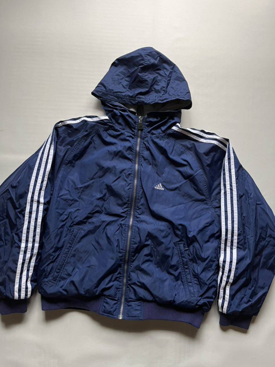 ★リバーシブル USA規格 00s adidas メンズ L相当 ヴィンテージ ナイロン スウェット パーカー ジャケット / アメリカ規格 オールド _画像1