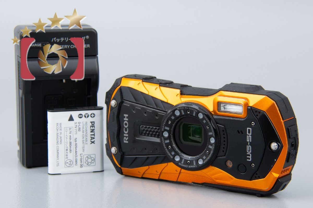 【中古】RICOH リコー WG-50 オレンジ 防水デジタルカメラ シャッター回数僅少