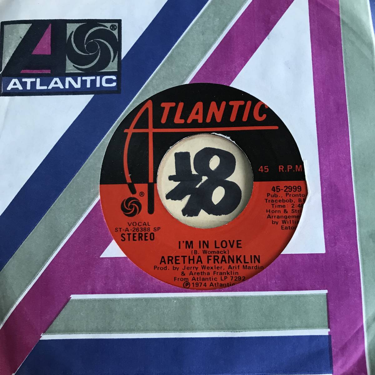 試聴 74年全米19位ソウル1位シングル ARETHA FRANKLIN OH BABY / I’M IN LOVE 両面NM 表題のヒットはI’M IN LOVE サイド/メロウソウル_画像2