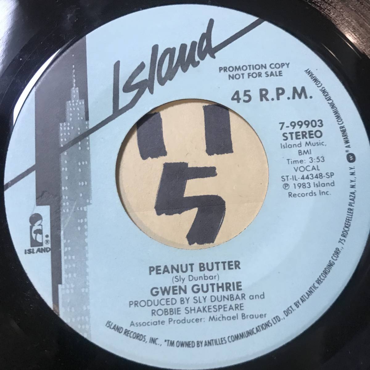 試聴 新品 スライ＆ロビー制作’83 GWEN GUTHRIE PEANUT BUTTER MONO/STEREO PROMO WALLY BADAROU _画像2