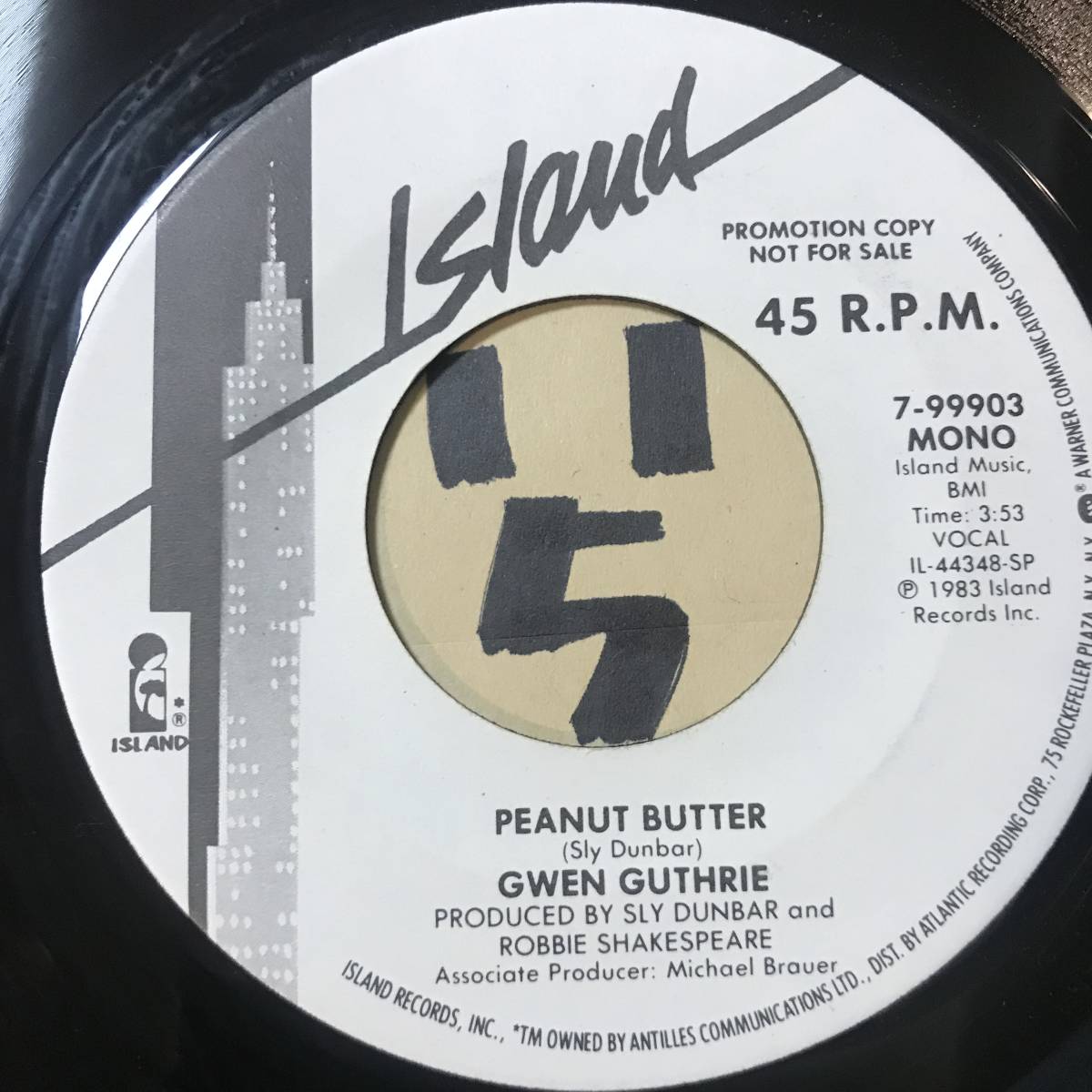 試聴 新品 スライ＆ロビー制作’83 GWEN GUTHRIE PEANUT BUTTER MONO/STEREO PROMO WALLY BADAROU _画像1