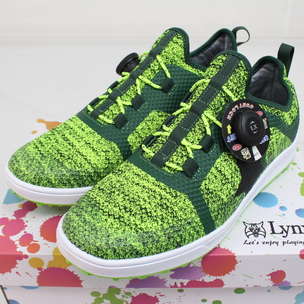 1円★Lynx リンクス SK-55 ゴルフシューズ（27.0cm）Green ★ノンワイヤー/ダイヤル式/スパイクレス/ニットシューズ★_画像1