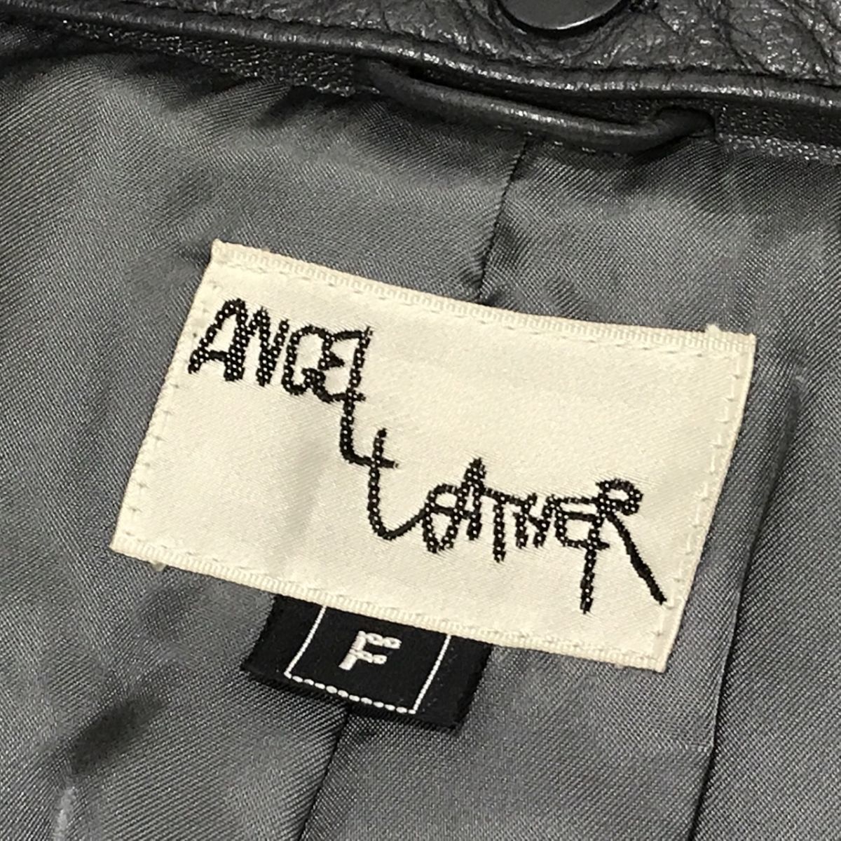 名入り ANGEL LEATHER レザーコート ロングコート サイズF ロングコート レディース[C0257]_画像3