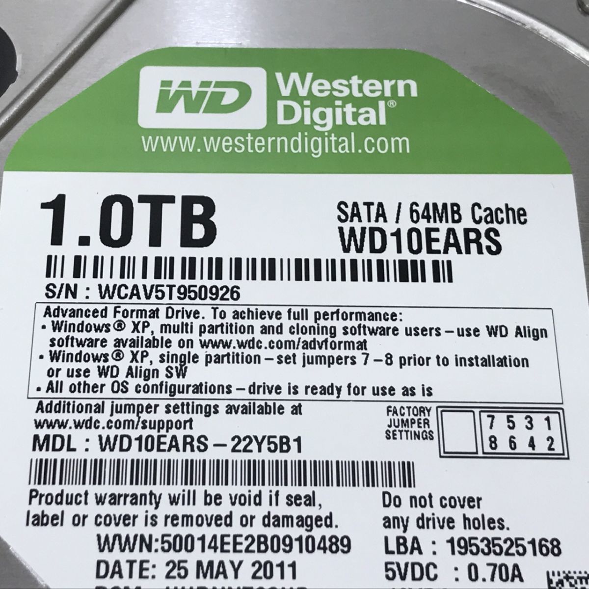 1TB WDC WD10EARS-22Y5B1 ハードディスク HDD[C0804]_画像2