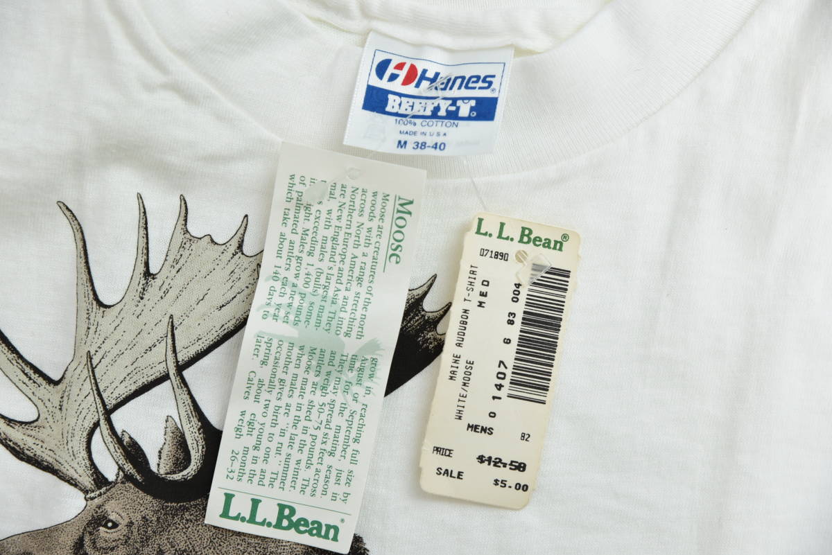 タグ付きデッドストック！ 80s USA製 L.L.Bean HARBORSIDE GRAPHICS ムース Tシャツ ヴィンテージ ヘラジカ アニマル 動物 Hanes BEEFY-Tの画像8