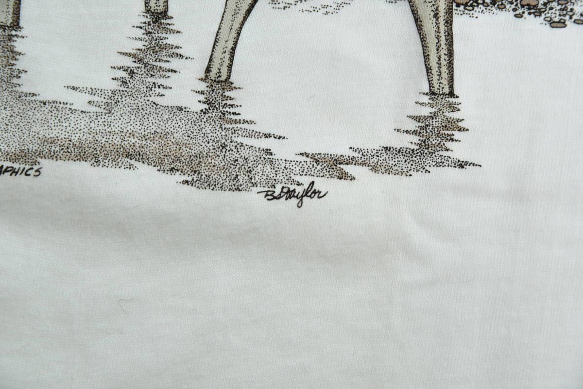 タグ付きデッドストック！ 80s USA製 L.L.Bean HARBORSIDE GRAPHICS ムース Tシャツ ヴィンテージ ヘラジカ アニマル 動物 Hanes BEEFY-Tの画像6