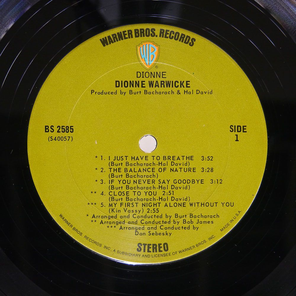 米 DIONNE WARWICK/DIONNE/WARNER BROS. BS2585 LP_画像2