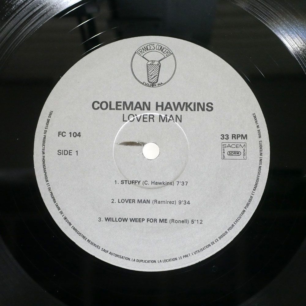 仏 COLEMAN HAWKINS/LOVER MAN/FRANCE’S CONCERT FC104 LP_画像2