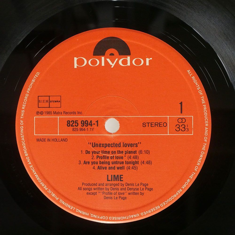 LIME/UNEXPECTED LOVERS/POLYDOR 8259941 LP_画像2