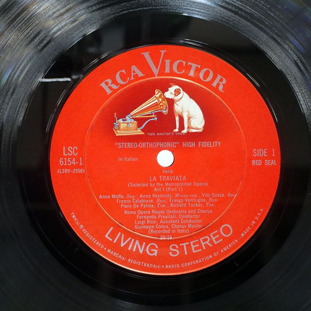 米 影犬 LIVING STEREO アンナ・モッフォ, プレヴィターリ/ヴェルディ 椿姫/RCA VICTOR LSC6154 LP_画像2