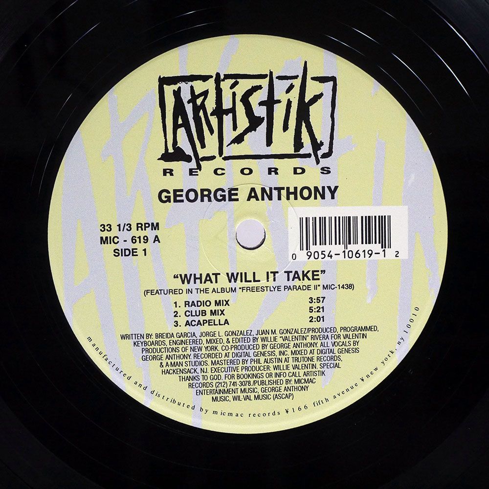 GEORGE ANTHONY/WHAT WILL IT TAKE I WANT YOU/ARTISTIK MIC619 12_画像1